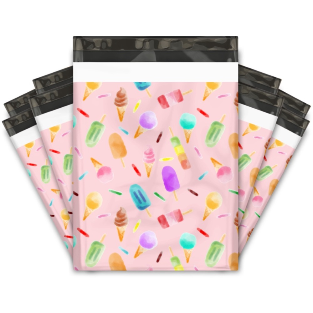 25 10X13 Poly Mailers, Ice Cream , Shipping Envelopes, PRICE IS FIRM - Picture 4 of 6